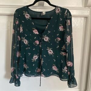 Green Floral Top
